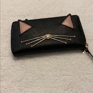 Kate Spade black jazz thing up cat wallet